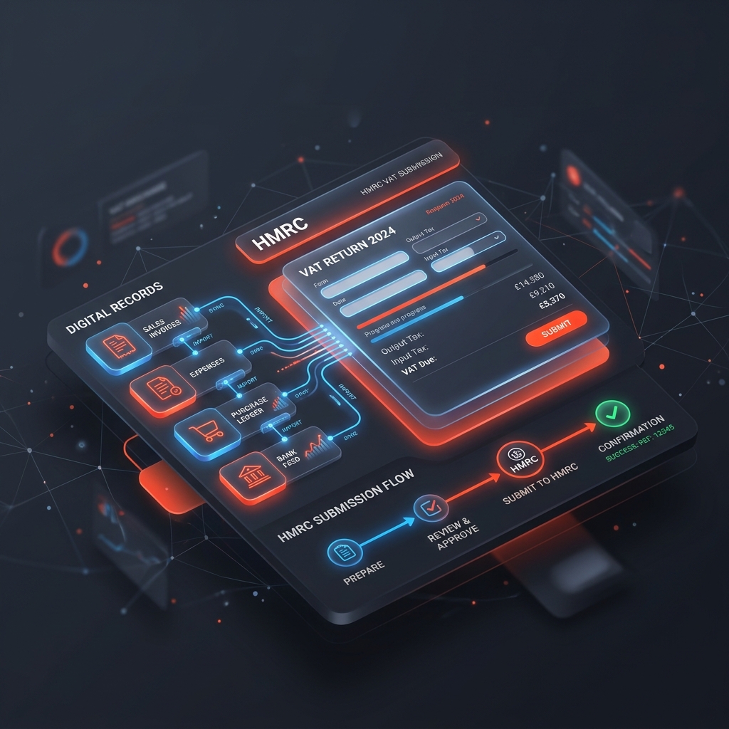 Holographic dashboard representing VAT MTD submission flow